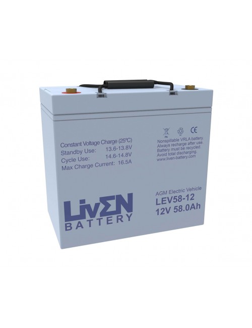 Bateria 12V 58Ah C20 ciclo profundo Liven LEV58-12 - 1