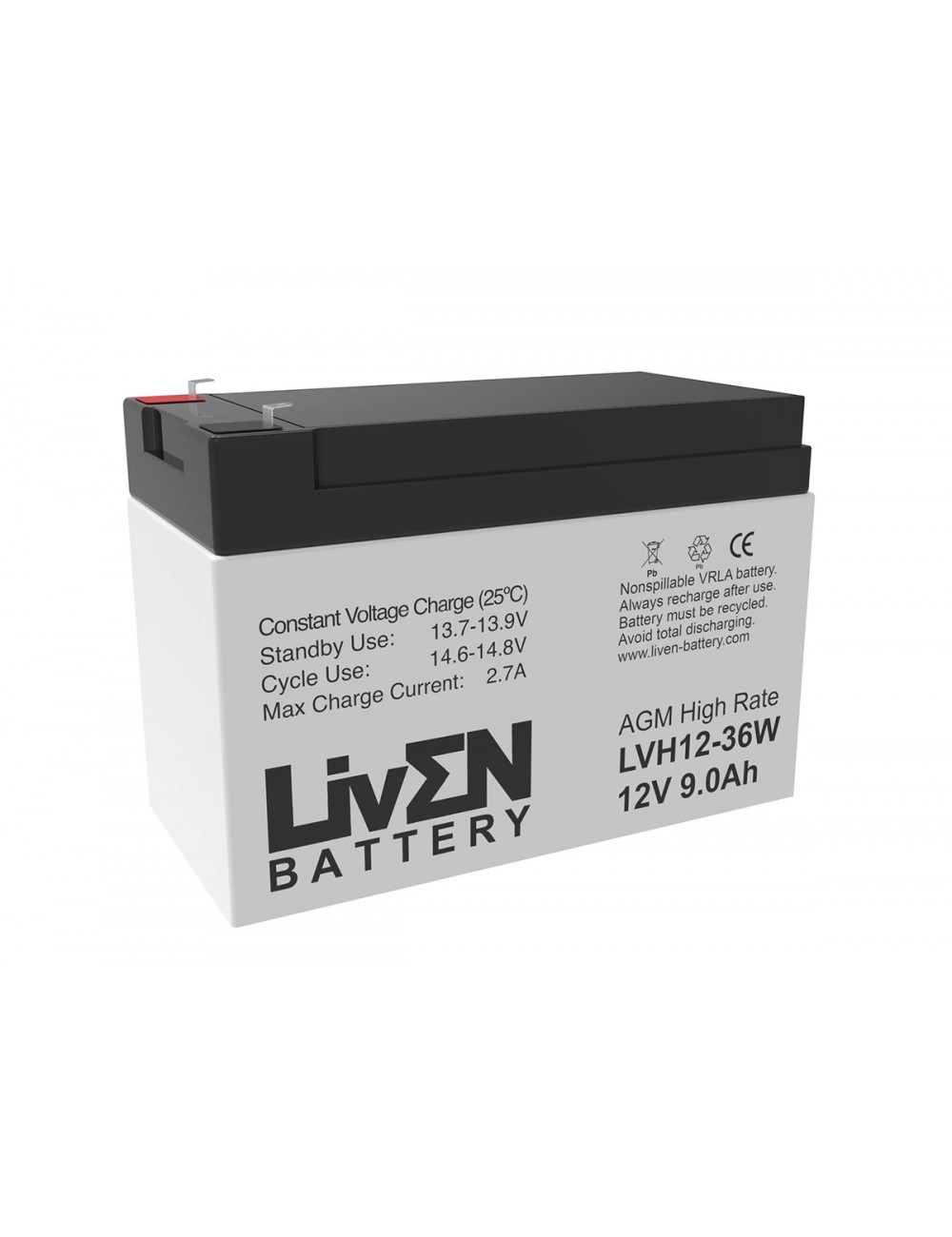 Batería 12V 9Ah C20 36W alta descarga Liven LVH12-36W