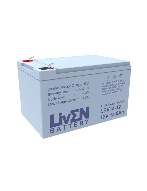 Pack de 2 baterías (24V) para patinete y scooter eléctrico de 12V 14Ah C20 ciclo profundo LivEN LEV14-12 - 2xLEV14-12 -  -  - 2