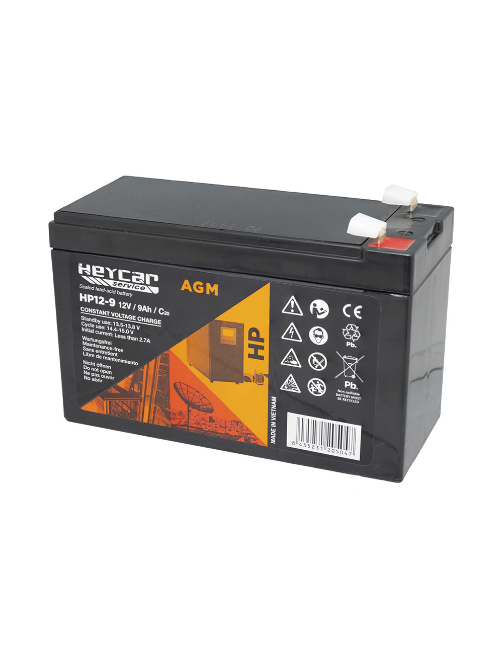 Batería 12V 9Ah C20 36W alta descarga Heycar HP12-9