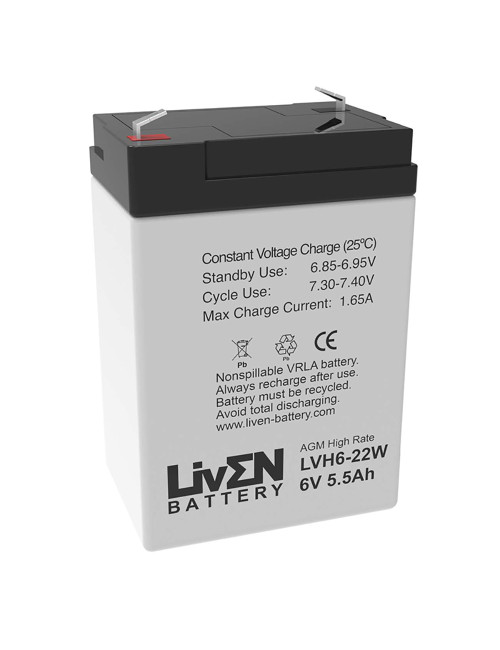 Bateria 6V 5,5Ah C20 22W alta descarga Liven LVH6-22W - 1