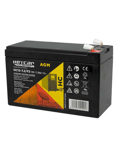 Bateria 12V 7,2Ah C20 Heycar HC12-7.2 F2 - 1