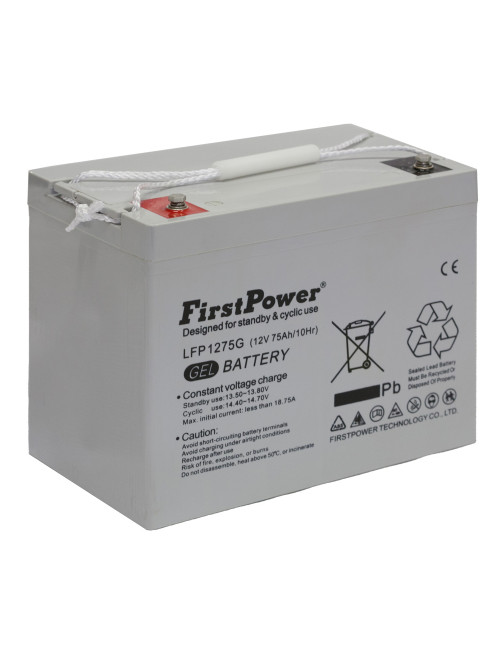 Bateria gel 12V 75Ah C10 ciclo profundo FirstPower LFP1275G - 1