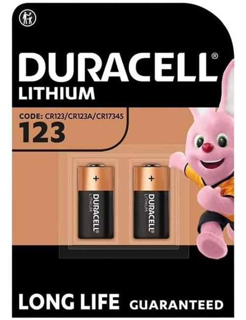 CR123A pila de litio 3V Duracell Lithium (blister 2 unidades)