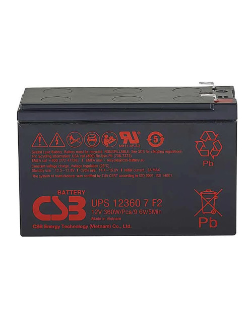 Bateria 12V 7,5Ah 360W CSB UPS 12360 7 F2 - 1