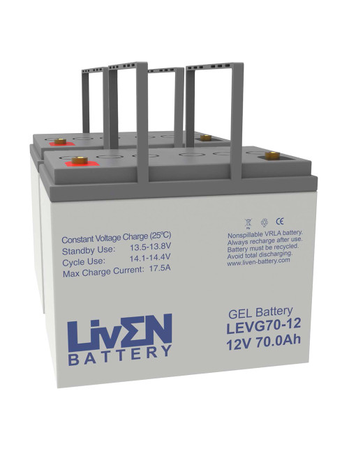Pack 2 baterías de gel para Pride Mobility Partner de 12V 70Ah C20 ciclo profundo Liven LEVG70-12 - 2xLEVG70-12 -  -  - 1