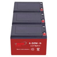 Pack 3 baterías para patinete eléctrico de 12V 16Ah C20 ciclo profundo (6-DZM-12/14/15, 6-DZF-12/14) - 3x6-DZM-16 -  -  - 1