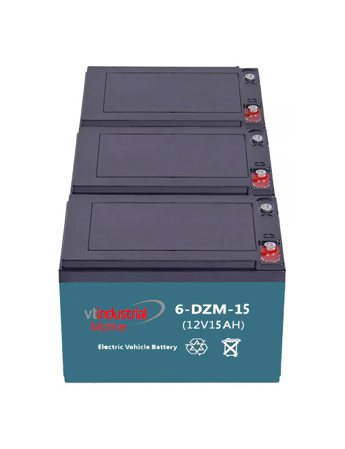 Pacote de 3 baterias para trotinete e scooter eléctrico de 12V 15Ah C20 ciclo profundo (6-DZM-10/12/14, 6-DZF-10/12/14) - 1