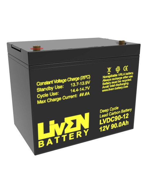 Bateria gel carbono 12V 90Ah C20 ciclo profundo Liven LVDC90-12 G24 - 1