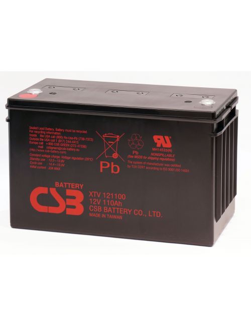 Bateria de chumbo AGM 12V 110Ah CSB série XTV - 1